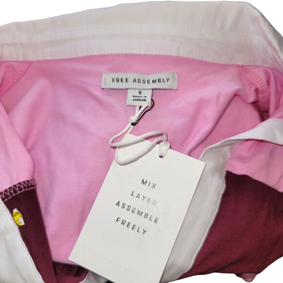 Free Assembly Shirt Polo Layering Coverup Pink Burgundy NWT Womans S JJ3443 - Picture 5 of 6